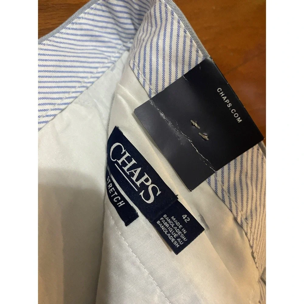 Chaps Oxford Shorts Size 42 Men's New Chino Bermuda Short Stretch Blue $60